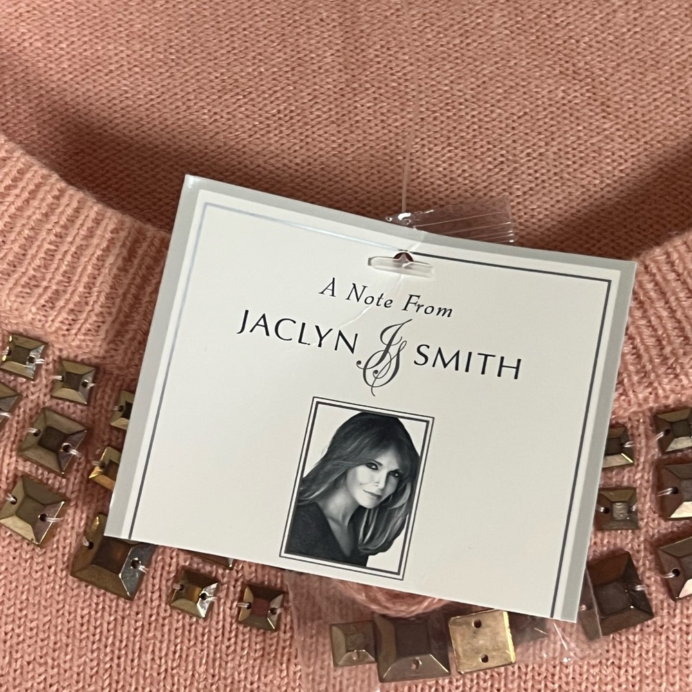 Jaclyn Smith Blush Knit Top with Gem Accents